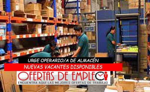 Urge operario/a de almacén 1400€/mes