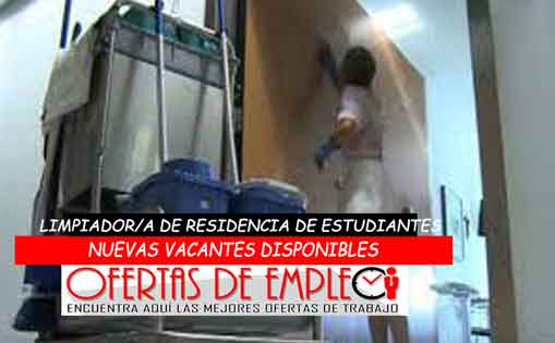 Se requiere limpiador/a de residencia de estudiantes 760€/mes
