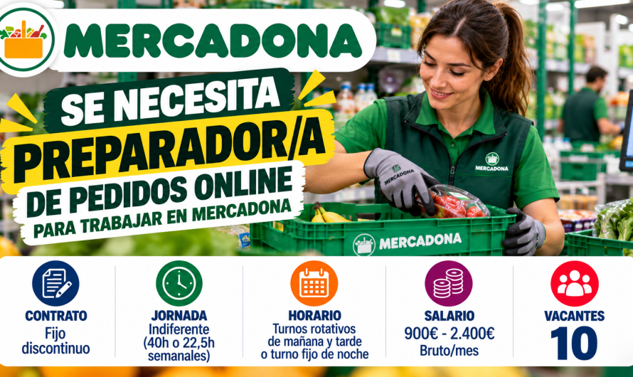 Se necesita preparador/a de pedidos online para trabajar en Mercadona