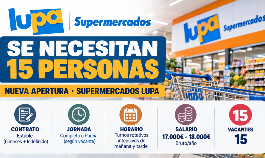 Se necesita 15 personas para nueva apertura de Supermercados Lupa