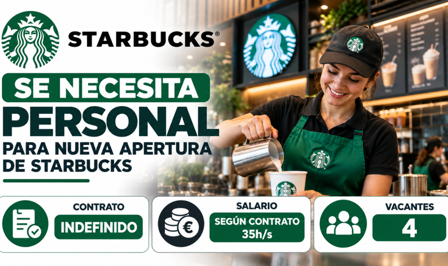 Se necesita personal para nueva apertura Starbucks