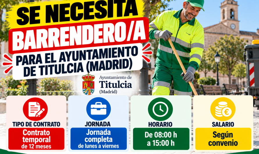 Se necesita barrendero/a para el Ayuntamiento de Titulcia (Madrid)